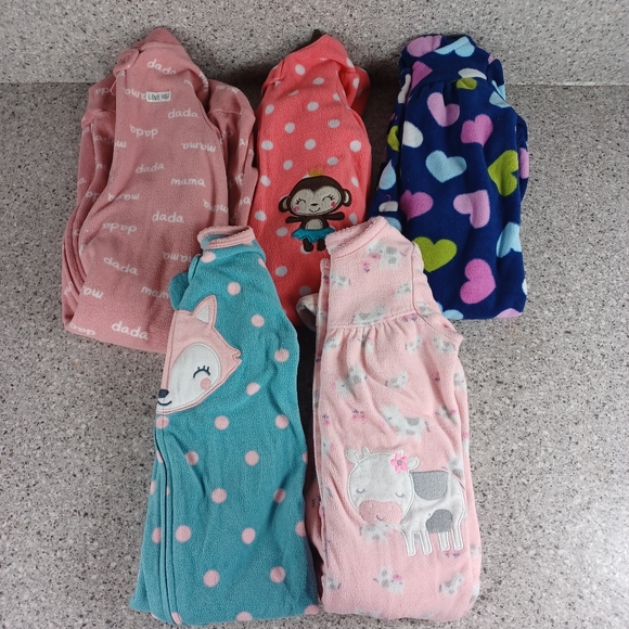 Other - Bundle Fleece Footie Pajamas Baby Girls 6-9 Months Sleep Sack